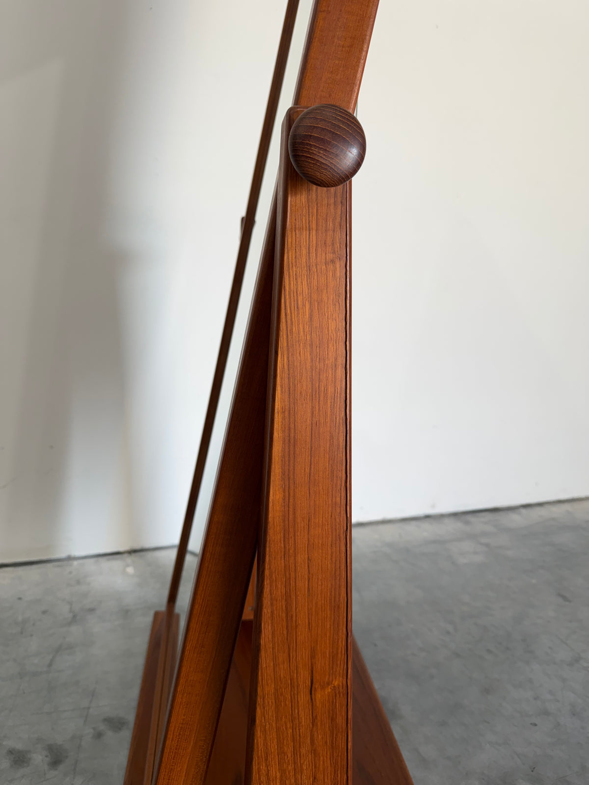 Vintage Danish Teak Cheval Freestanding Floor Mirror