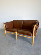Vintage Arne Norell Ilona Safari Loveseat in Brown Leather