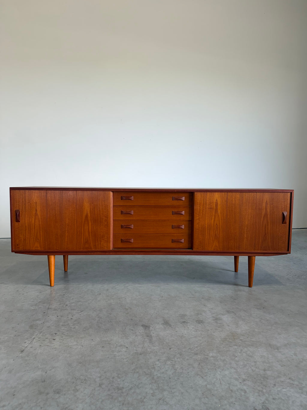 Long Danish Teak Mid Century Credenza by Clausen & Son