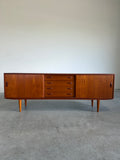 Long Danish Teak Mid Century Credenza by Clausen & Son