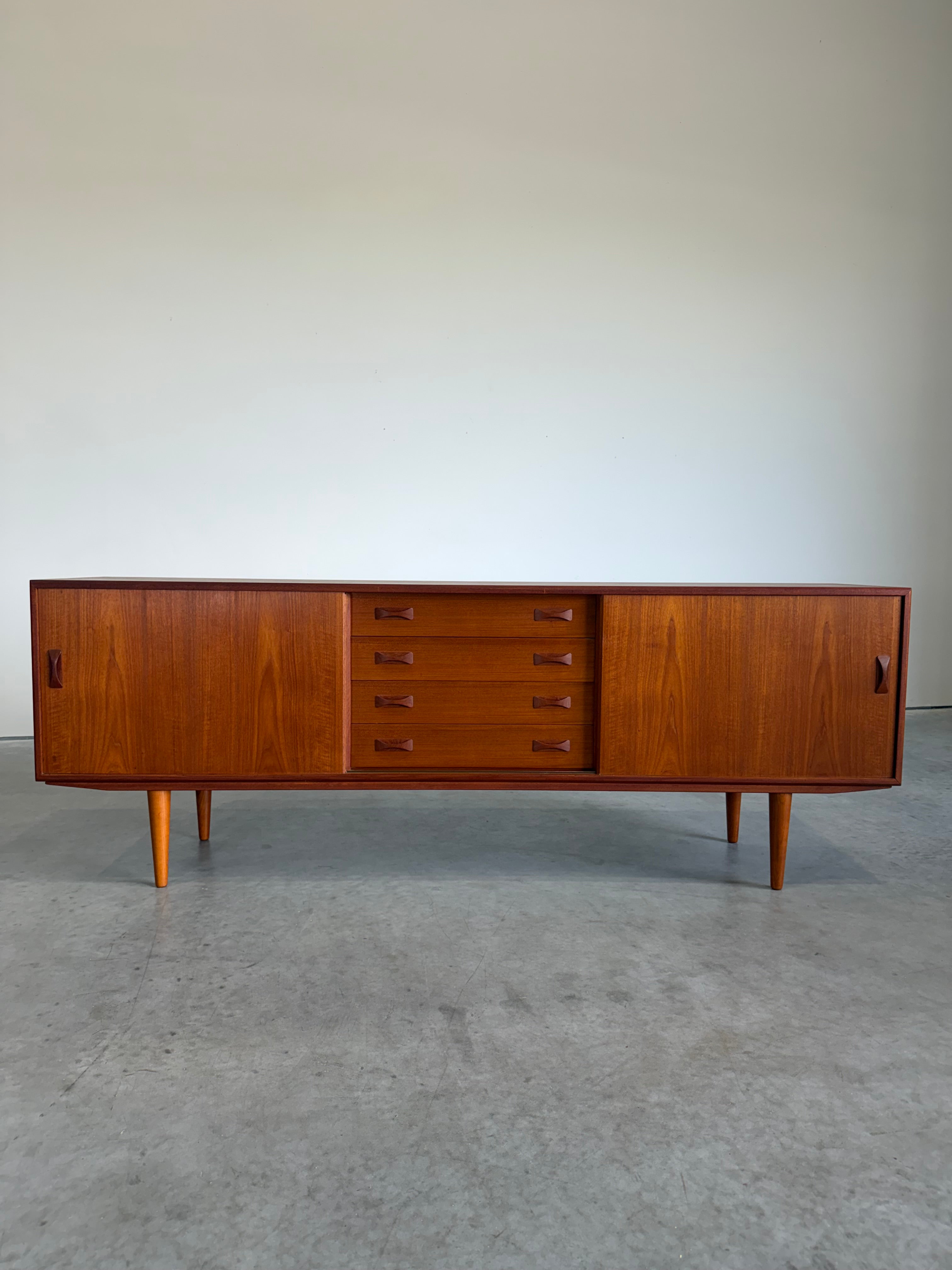 Long Danish Teak Mid Century Credenza by Clausen & Son