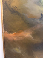 Large Mid Century Original Moody Abstract Landscape Painting, Oil on Canvas