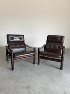 Vintage 1970’s Danish Leather and Suede Lounge Chair Pair