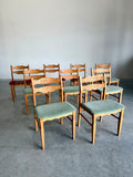 Henning Kjaernulf Danish Oak Carved Back Dining Chairs, Set of 9