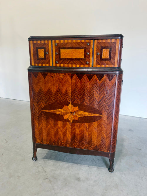 Handsome Art Deco Marquetry Chiffonier Gentlemen’s Chest