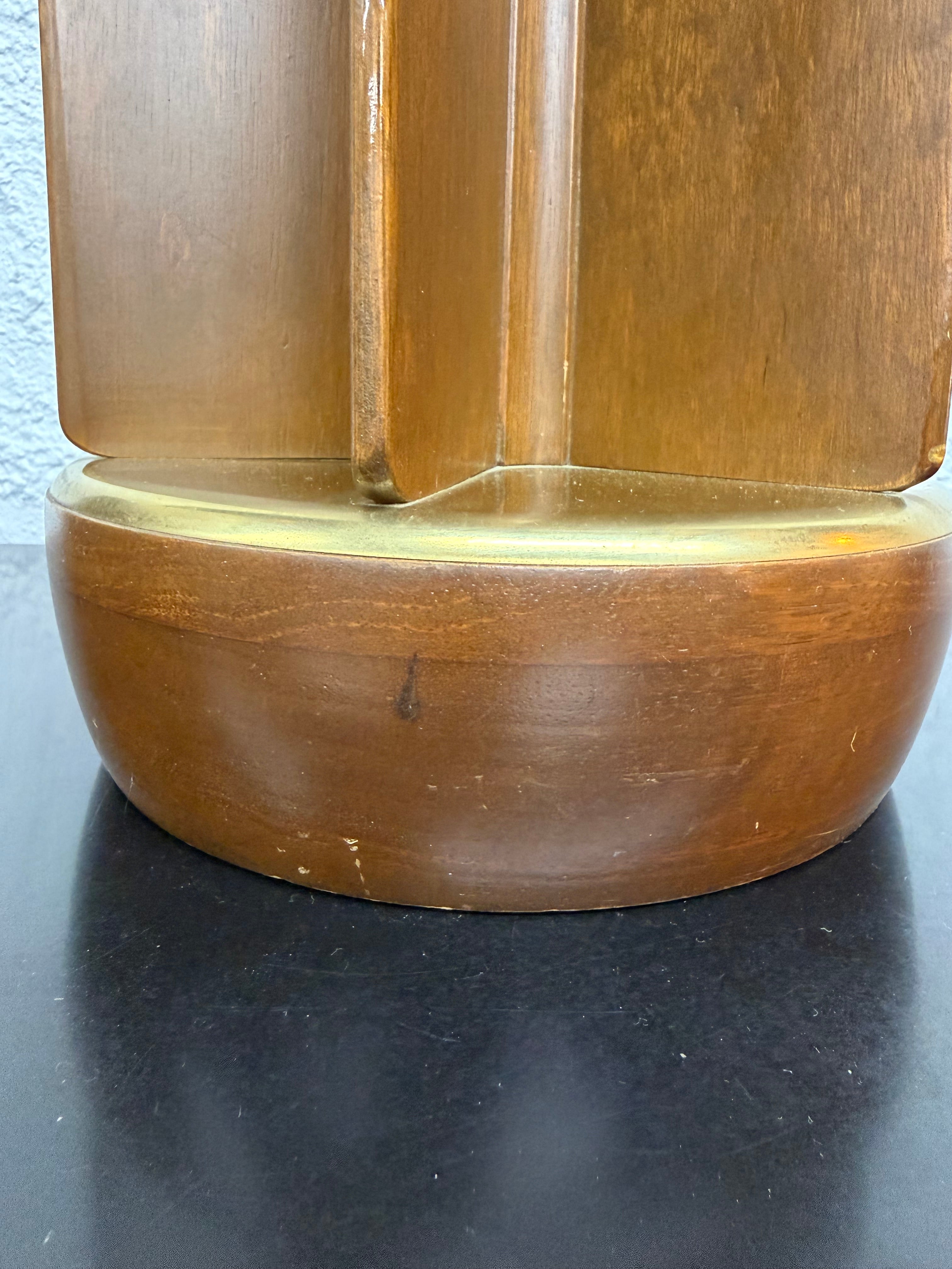 Mid Century Modern Modeline Style Walnut and Brass Table Lamp