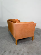 Vintage Mid Century Danish Caramel Leather Mogens Hansen Loveseat
