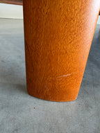 Vintage Norwegian Beige Leather and Teak Sofa by Hjellegjerde Møbler