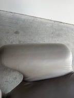 Vintage Sculptural Post Modern Gray Leather Lounge Chair Pair