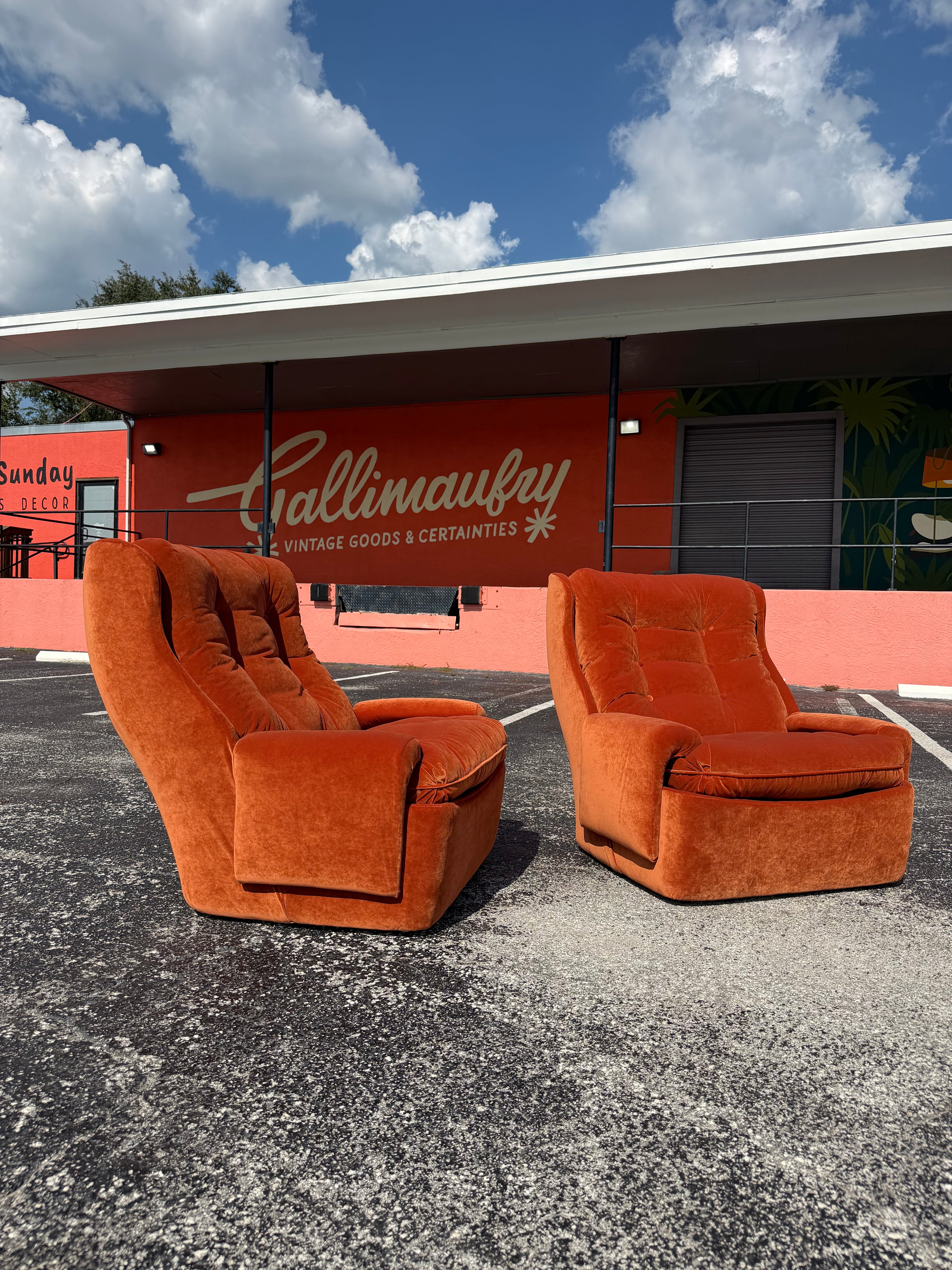 Mid Century Space Age Pair of Orchidee Chairs by Michel Cadestin for Airborne France, Reupholstered