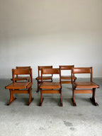 Set of 6 Danish Rosewood and Caramel Leather Gangso Mobler Dining Chairs