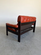 Vintage 2 Seat Orange Leather Sofa by Ekornes Norway