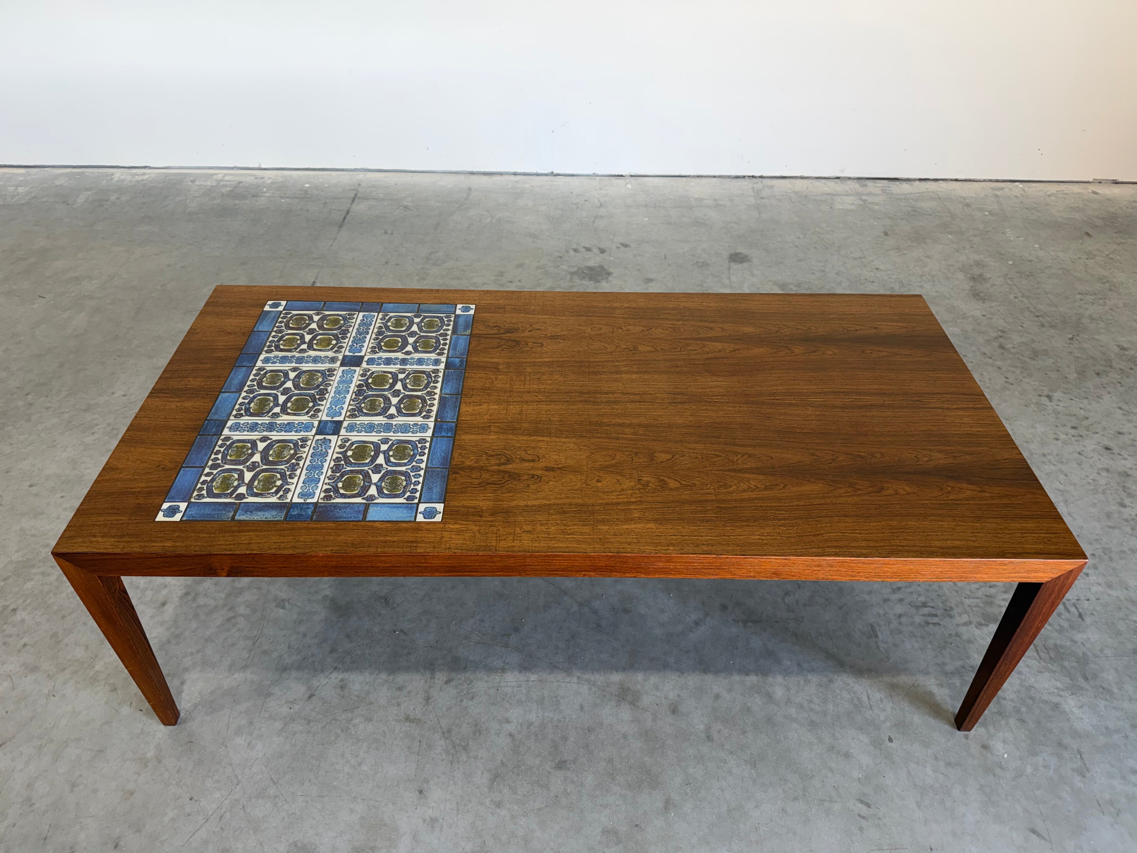 Danish Mid Century Rosewood and Tile Coffee Table