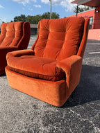Mid Century Space Age Pair of Orchidee Chairs by Michel Cadestin for Airborne France, Reupholstered