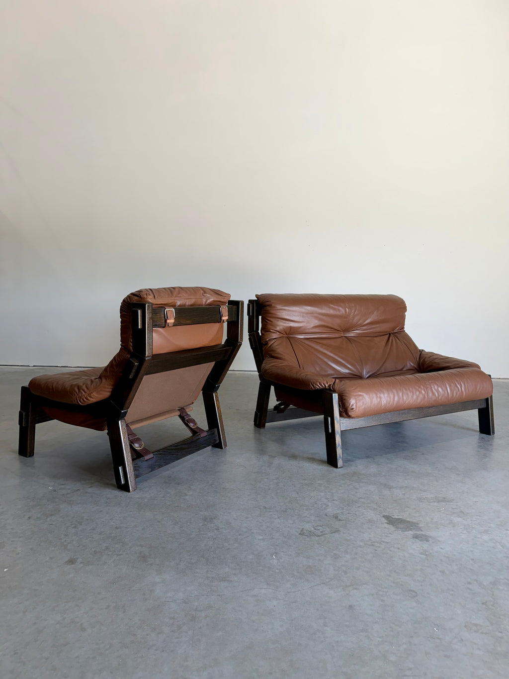 Vintage Dutch Brutalist Leather Lounge Chair