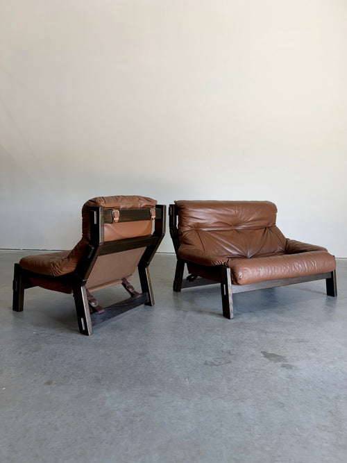 Vintage Dutch Brutalist Leather Lounge Chair