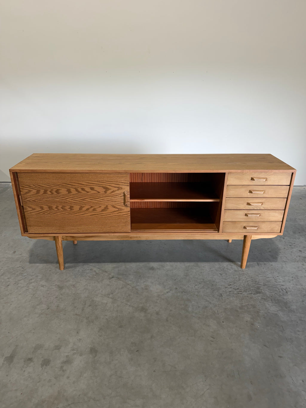 Mid Century Modern Scandinavian Oak Credenza