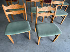Henning Kjaernulf Danish Oak Carved Back Dining Chairs, Set of 9