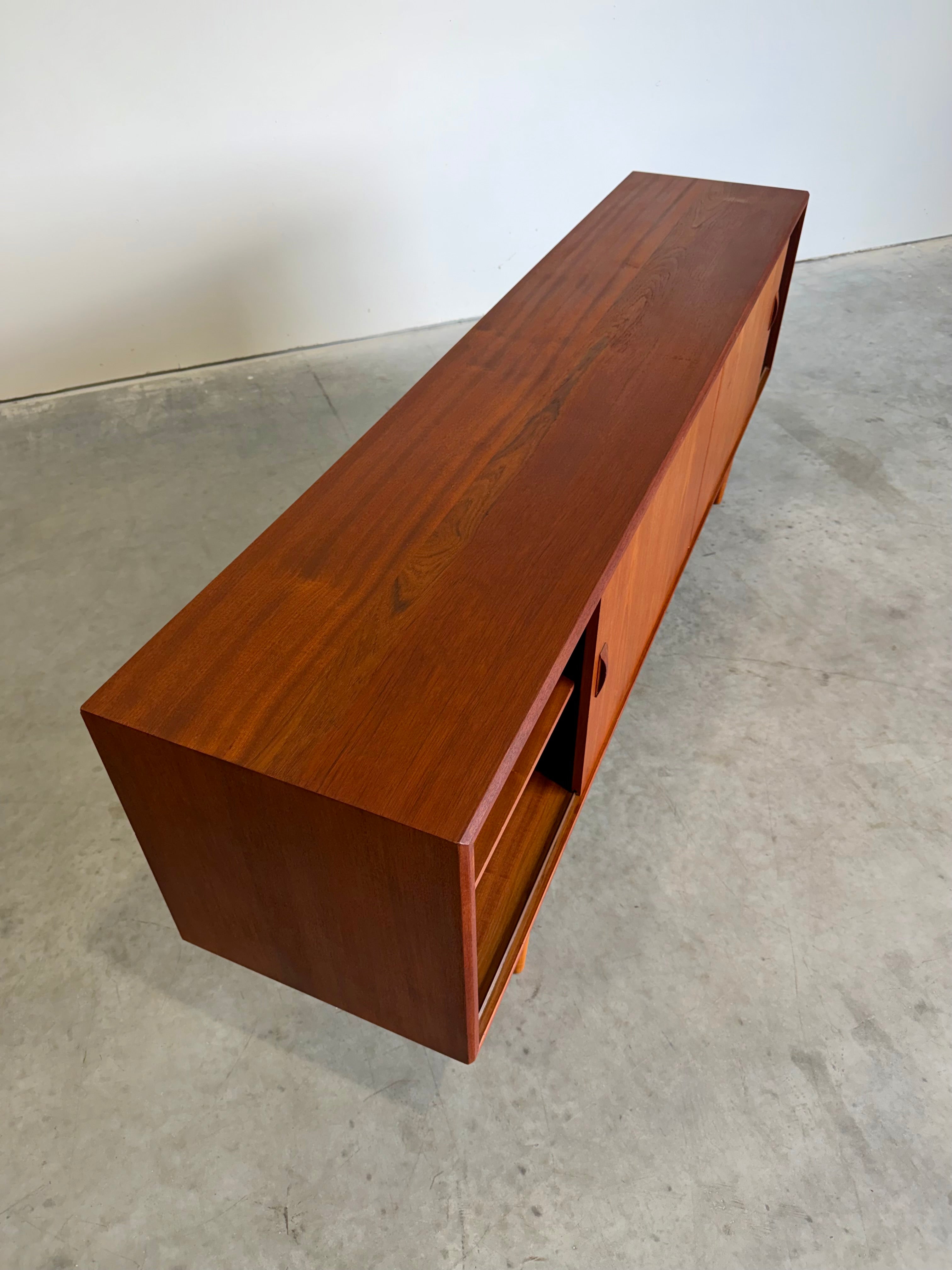Long Danish Teak Mid Century Credenza by Clausen & Son