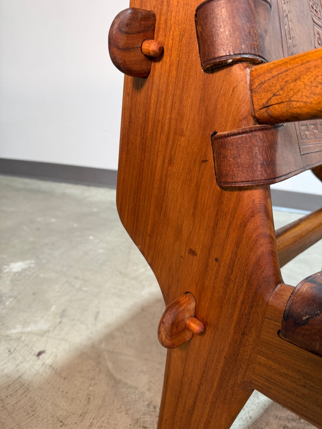Pair of Mid Century Hand Tooled Leather Angel Pazmino Safari Lounge Chairs