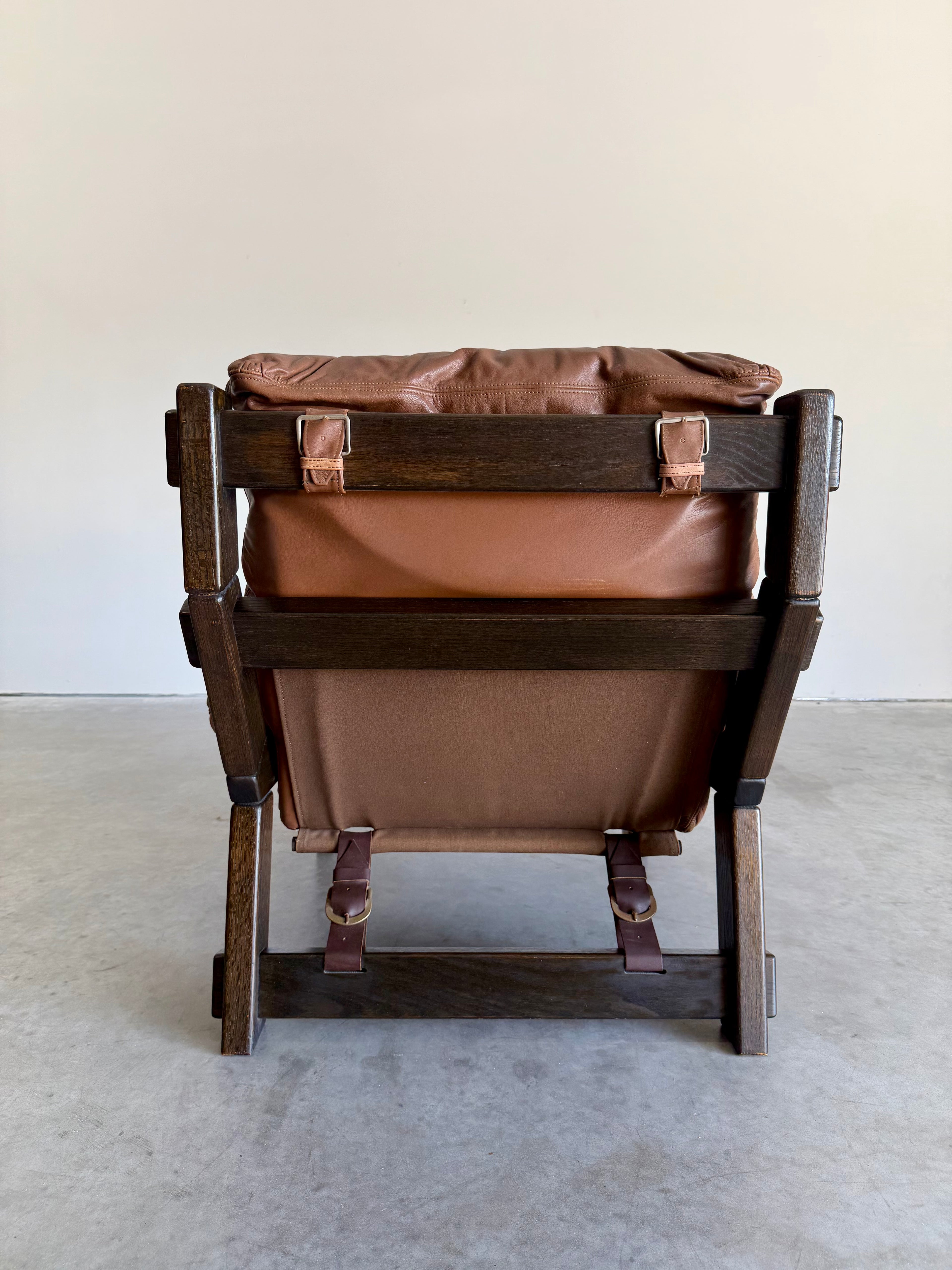 Vintage Dutch Brutalist Leather Lounge Chair