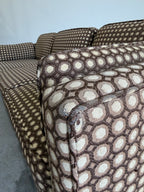 Mid Century Modern Mod Circles Print Plinth Base Sofa
