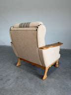 Vintage Henning Kjaernulf Style Danish Wool and Oak Lounge Chair