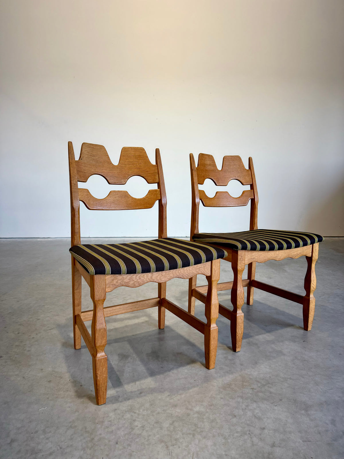 Mid Century Henning Kjaernulf Razor Blade Dining Chairs, Set of 2