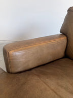Mid Century Swedish Arne Norell Style Olive Leather and Rosewood Loveseat