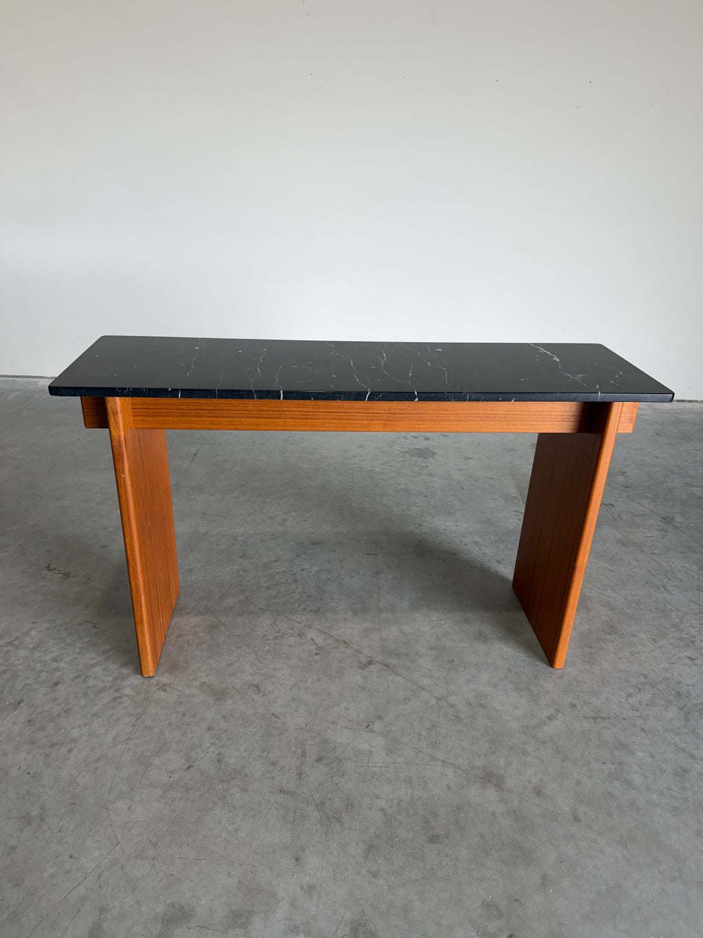 Vintage Danish Teak and Marble Console Table