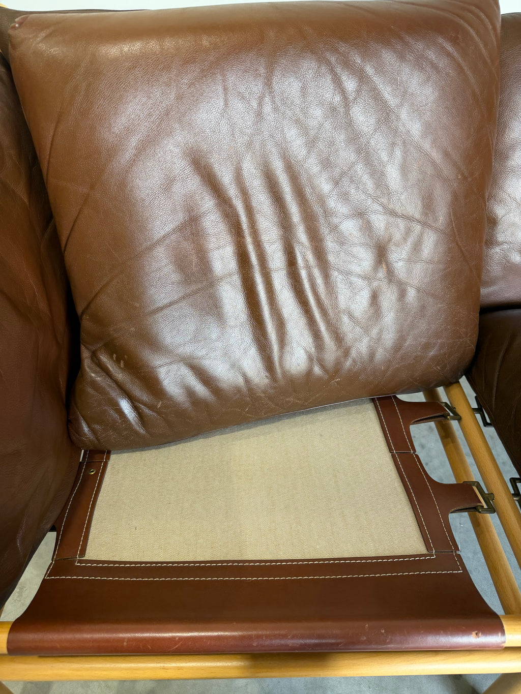 Vintage Arne Norell Ilona Safari Loveseat in Brown Leather