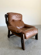 Vintage Dutch Brutalist Leather Lounge Chair