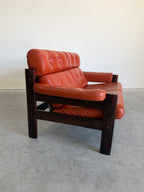 Vintage 2 Seat Orange Leather Sofa by Ekornes Norway