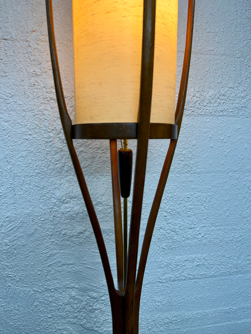 Mid Century Modern Modeline Sculptural Wood and Brass Floor Lamp by Arthur Jacobs