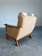 Vintage Henning Kjaernulf Style Danish Wool and Oak Lounge Chair