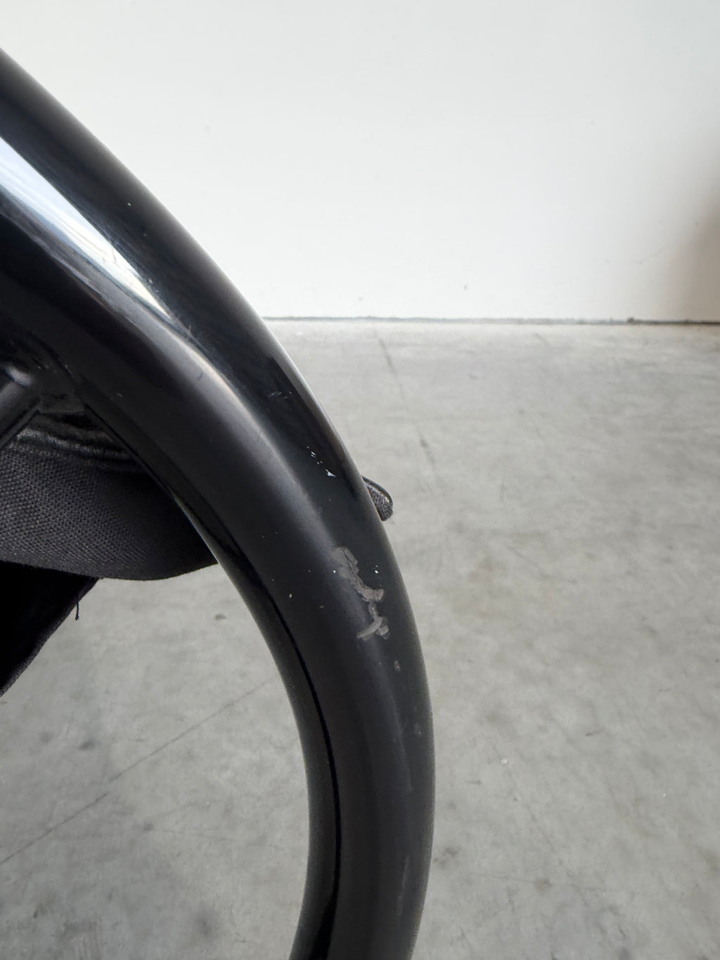 Vintage Post Modern Black Tubular Metal and Leather Rocker