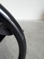 Vintage Post Modern Black Tubular Metal and Leather Rocker