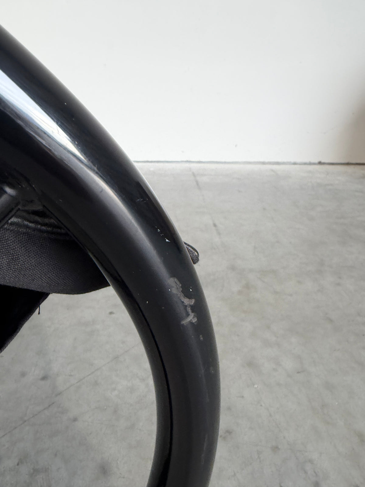 Vintage Post Modern Black Tubular Metal and Leather Rocker