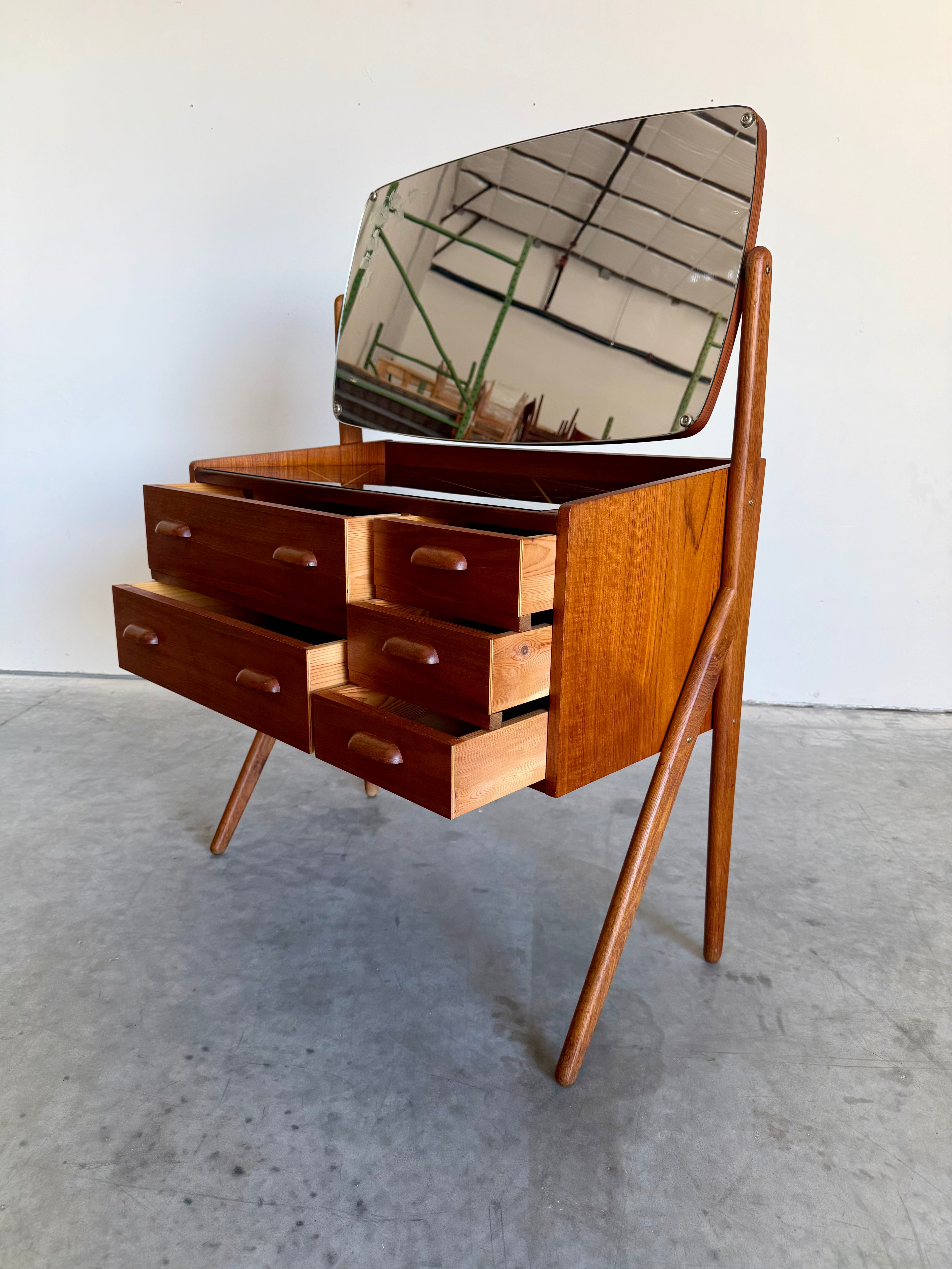 Mid Century Danish Teak Vanity Dressing Table