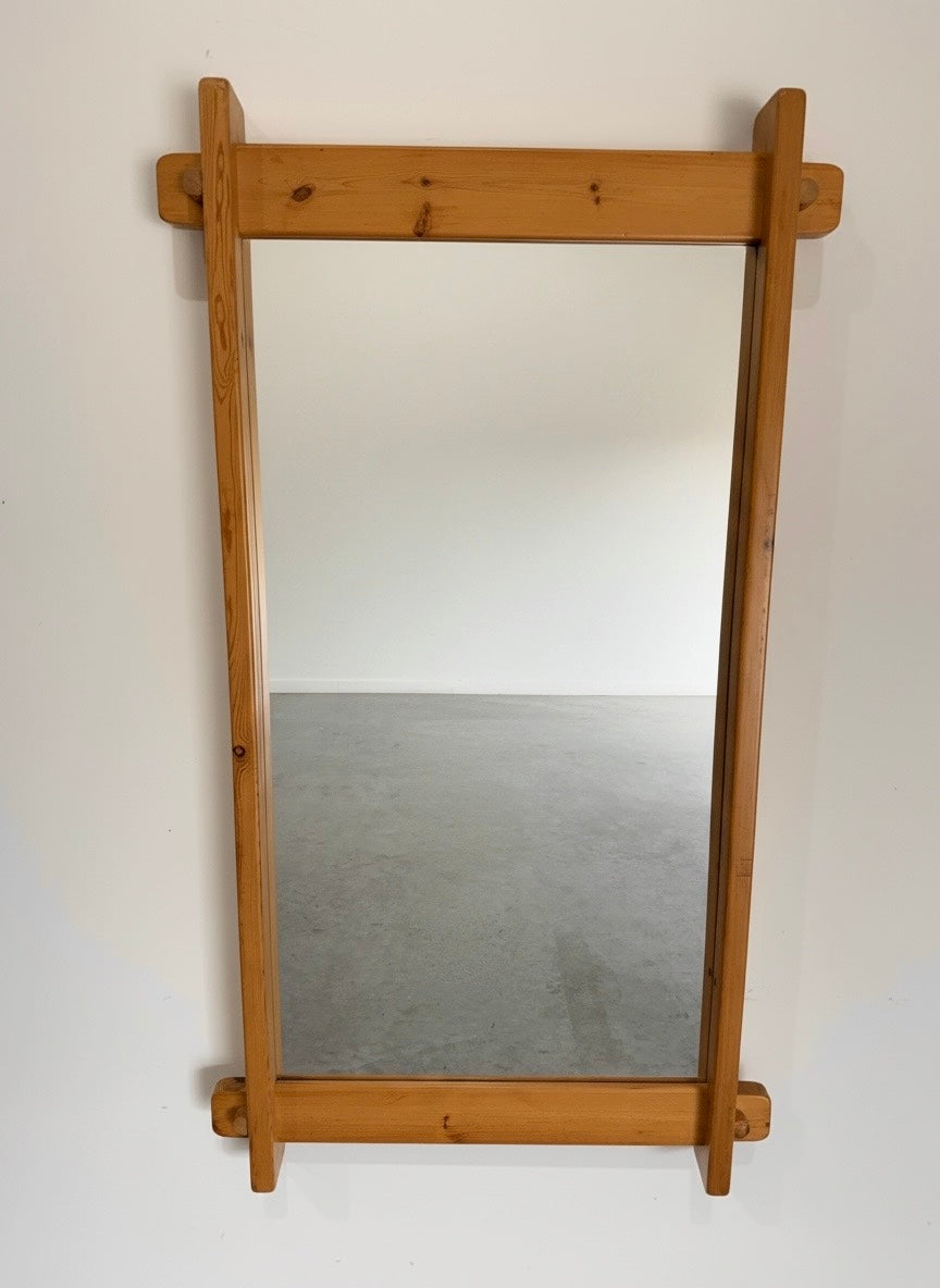 Vintage Scandinavian Pine Wall Mirror