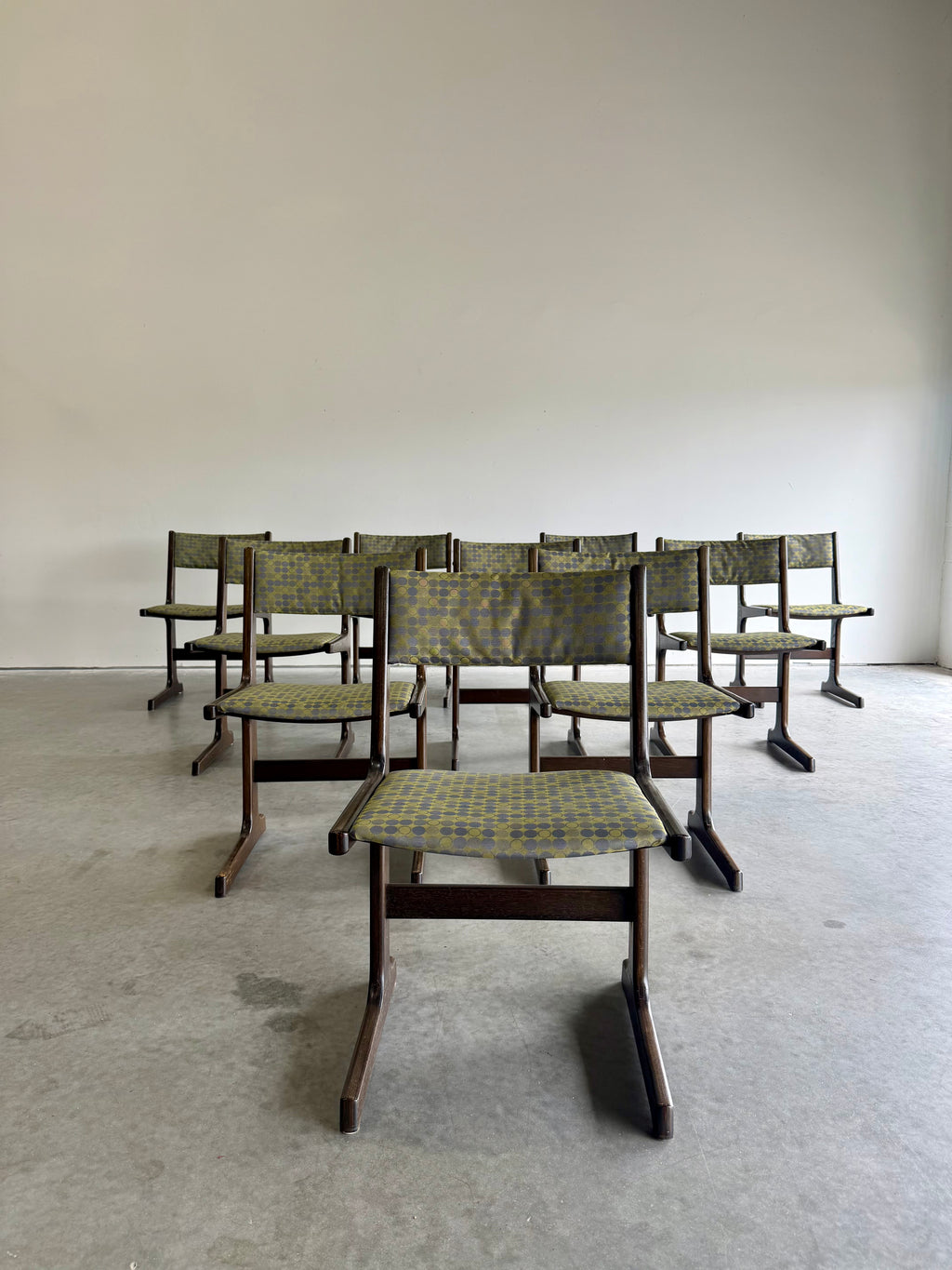 Mid Century Danish Farstrup Cantilevered Dining Chairs, Set of 10