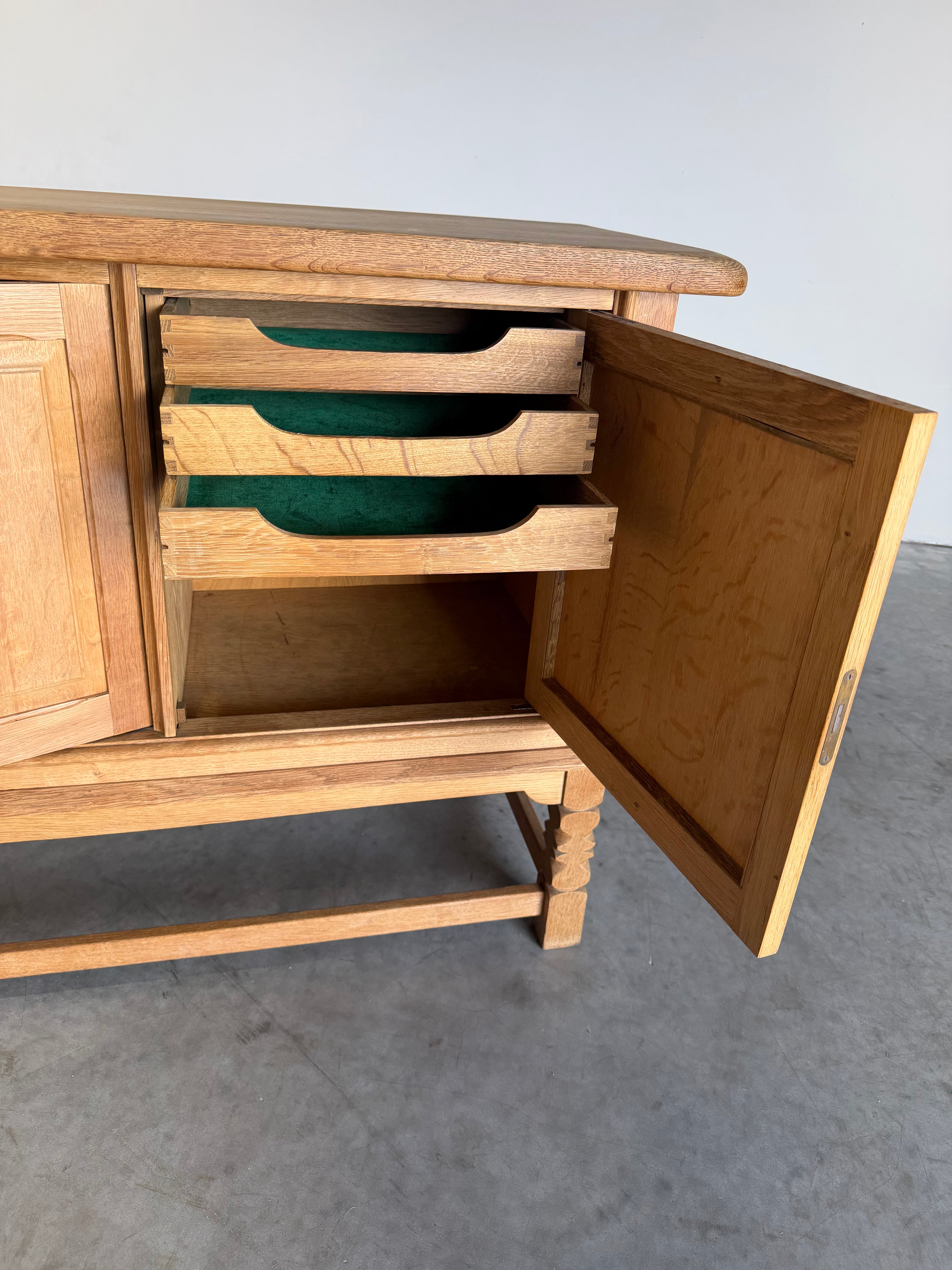 Mid Century Danish Oak Henning Kjaernulf Style Credenza