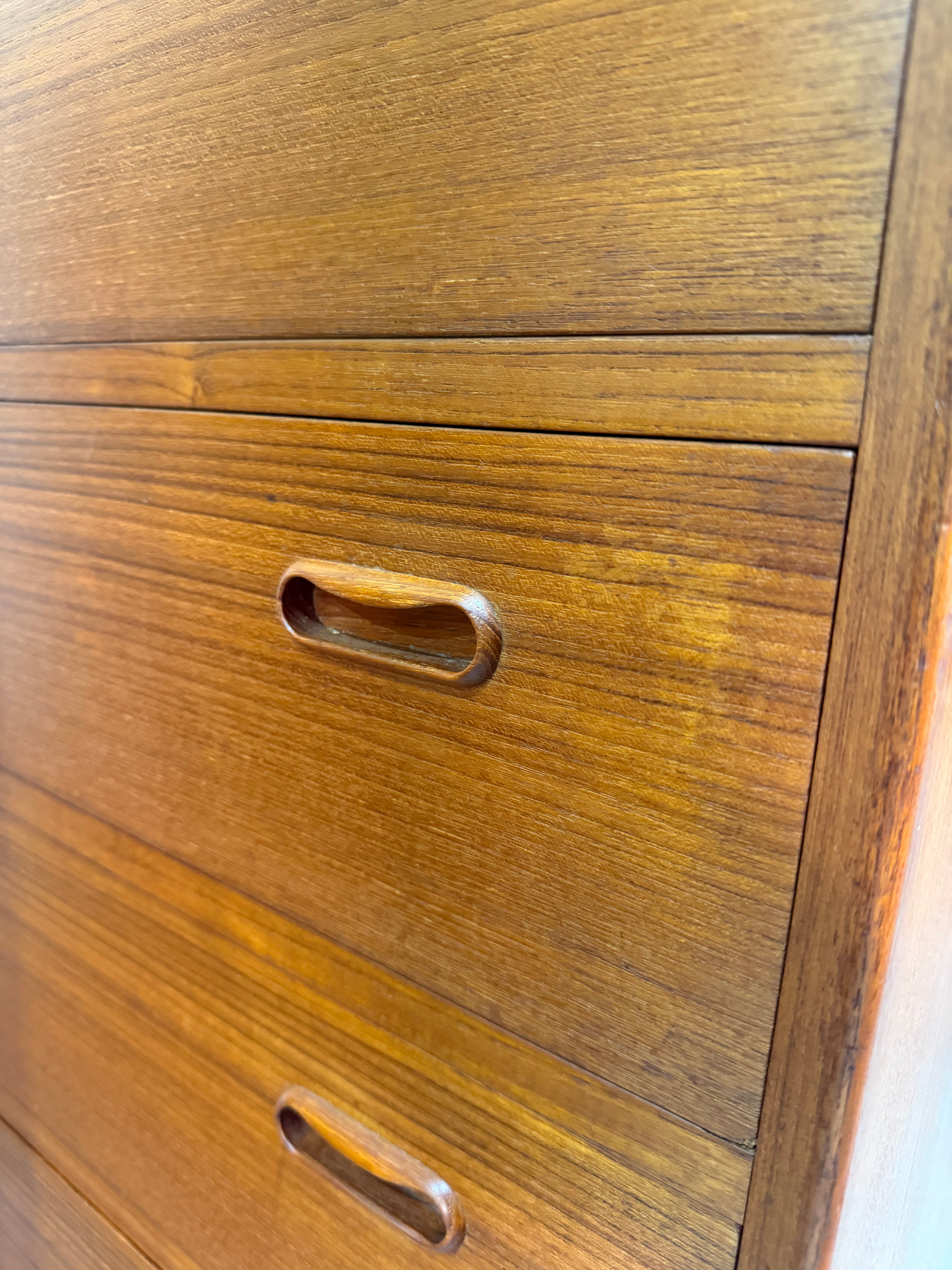 Mid Century Danish Modern Teak Tallboy Dresser