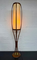 Mid Century Modern Modeline Sculptural Wood and Brass Floor Lamp by Arthur Jacobs
