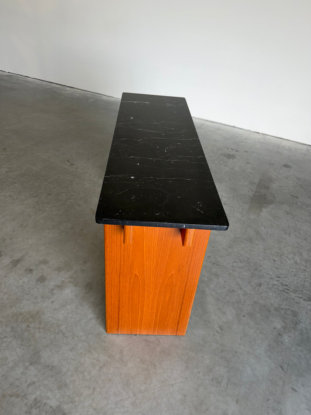 Vintage Danish Teak and Marble Console Table
