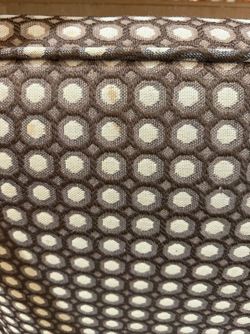 Mid Century Modern Mod Circles Print Plinth Base Sofa