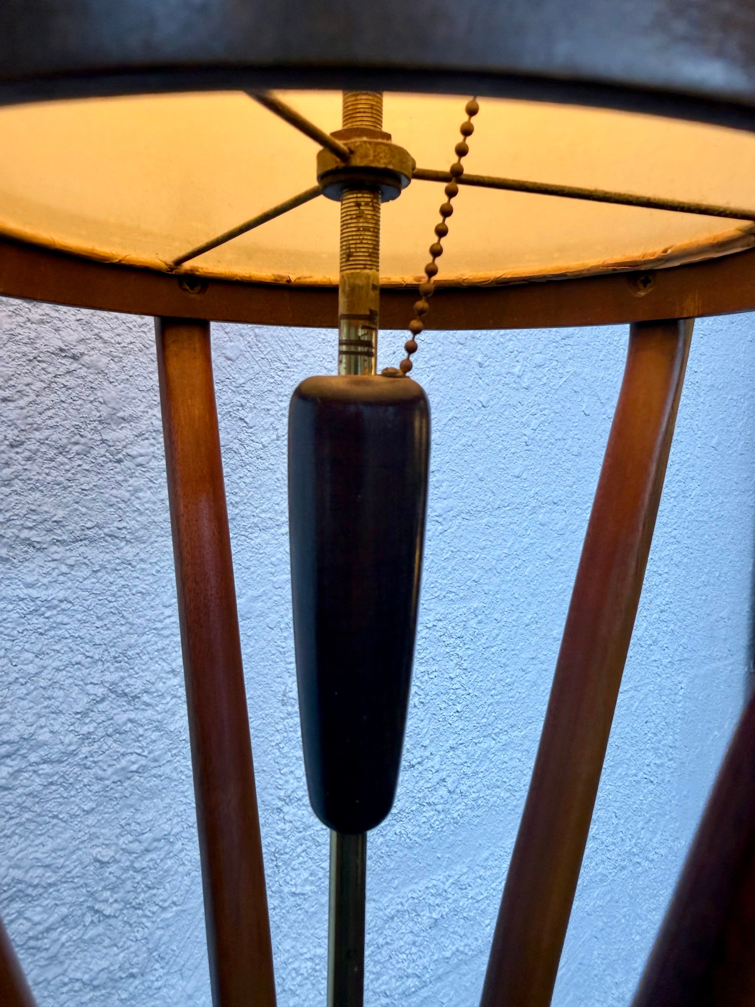 Mid Century Modern Modeline Sculptural Wood and Brass Floor Lamp by Arthur Jacobs