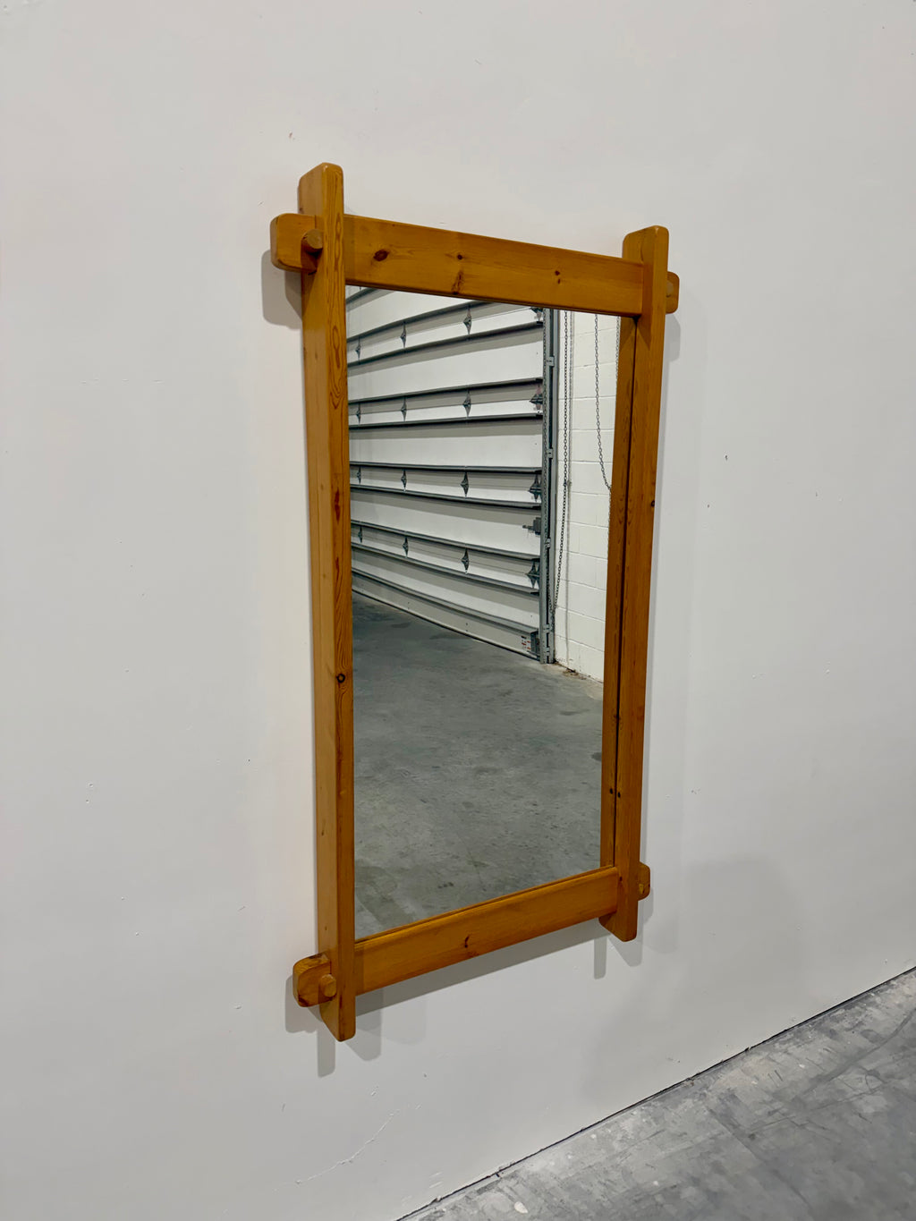 Vintage Scandinavian Pine Wall Mirror