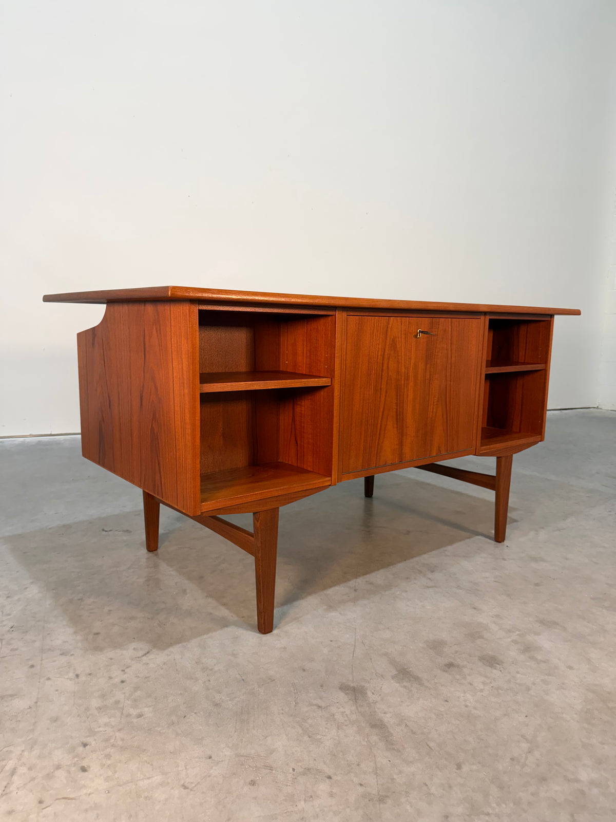 Danish Mid Century Modern Teak Floating Top Desk