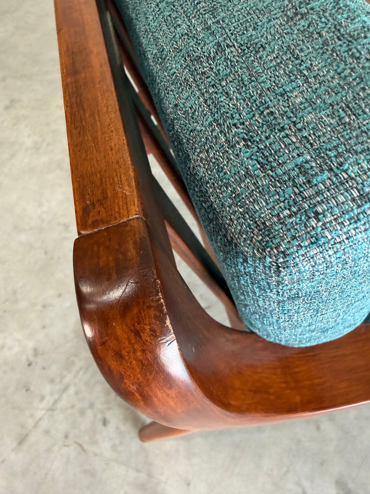 Pair of Mid Century Modern Danish Style Slat Back Lounge Chairs